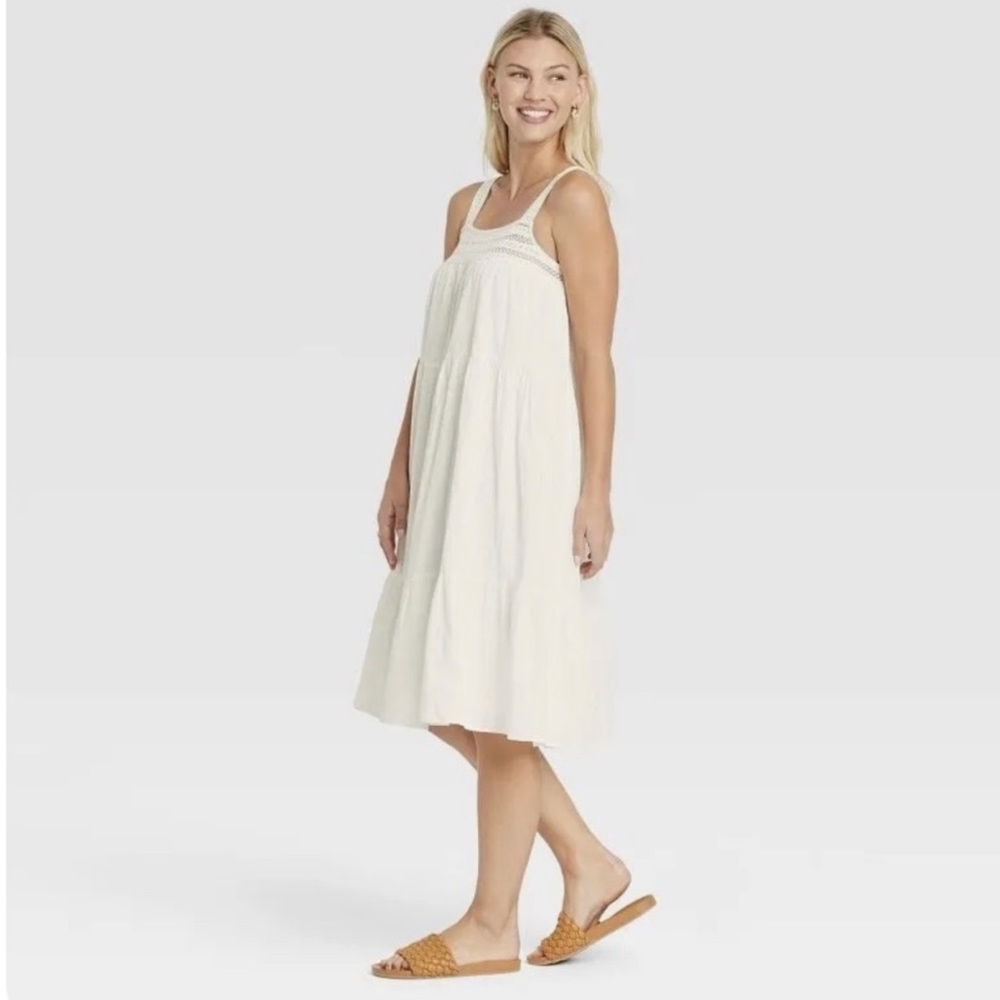 Women’s Sleeveless Crochet Trim Sundress Universal Thread White - Picture 3 of 9